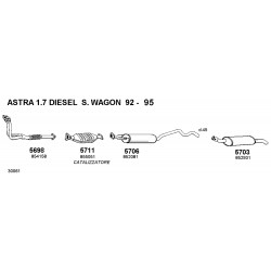 Opel Astra F T92 SW 17D 91-99 Silenziatore Centrale Nuovo  WALKER-CD5706-5852350-5852972 New From Old Stock