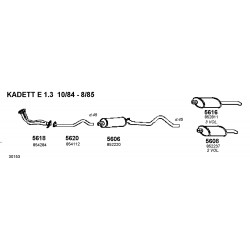 Opel Kadett E 11-12-13-20cc T85 84-93 Marmitta Silenziatore Centrale WALKER CD5606-852053-852237 New From Old Stock