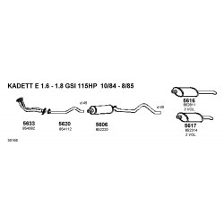 Opel Kadett E 11-12-13-20cc T85 84-93 Marmitta Silenziatore Centrale WALKER CD5606-852053-852237 New From Old Stock