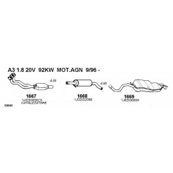 Audi A3 96-03 Seat Toledo-Leon 98-09 Skoda Octavia 99-06 Marmitta Centrale WALKER-1668-CD1668-1J0253209B