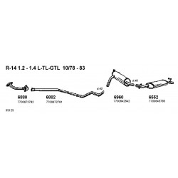 Renault R14 1.2-1.4 76-83 Marmitta Silenziatore Scarico Posteriore Nuova Fonos Aluminox CD6552-7700645785