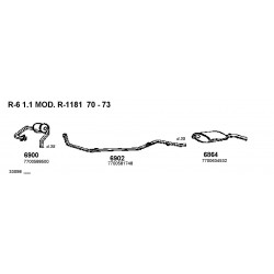 Renault R6 1.1cc R1181 70-73 Marmitta Silenziatore Posteriore Tubo Corto Nuovo CIA-6864-CD6864-7700634592