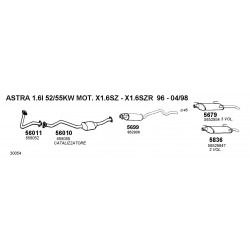 Opel Astra F 3V 1.4-1.6-1.7D-1.7TD 88-92[F19-M19]  Marmitta Silenziatore Scarico Posteriore IMASAF-53.27.27-532727