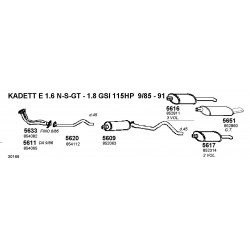 Opel Astra F 1.6-1.8-2.0GSI 92-98 Kadett E 82-93 Marmitta Silenziatore Scarico Posteriore Bosal-5651-CD5651-5763-CD5763