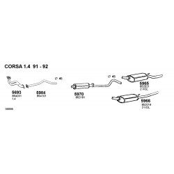 Opel Corsa A 1.0-1.2-1.5 D 82-93 (S83)(F08,W5L) Marmitta Silenziatore Posteriore ANSA-OP13007-5965-CD5965-852021-852022-852039