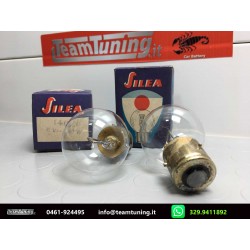 Coppia Lampada Ampolla Luce Bianca 6v/50w Monoluce Fanali Epoca Silea 1402-New Old Stock