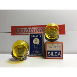 6V 40/45W COPPIA LAMPADE EPOCA GIALLE SILEA 6123 PER TUTTE LE AUTO CON IMPIANTO A 6v NOS