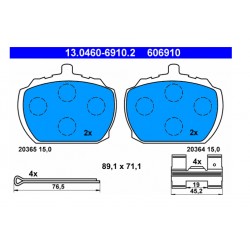 FORD TRANSIT 72E-73E-74E  65-78-TRANSIT V 77-92 SEIE PASTIGLIE FRENO ANTERIORI ATE 13.0460-6910.2-4006633127974