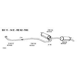 Citroën Bx 11-14 E Fono a 07/1983 Marmitta Silenziatore Centrale CD2836 New From Old Stock