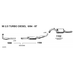 Alfa Romeo Alfa 90 Super 20 v6-25TD 84-87 Marmitta Silenziatore Posteriore Due Tubi Nuova CSC AL280032 New From Old Stock