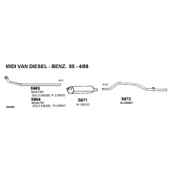 Bedford Midi Van 20cc Benzina e Diesel 84-88 Marmitta Silenziatore Centrale CD5971 91108120-94224588 New From Old Stock